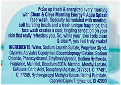 Clean & Clear Morning Energy Aqua Splash With Colling Menthol Face Wash 100Ml
